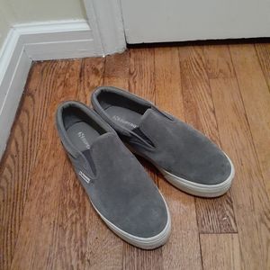 Superga thick white sole slip ons